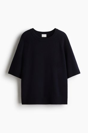 H&M Oversized T-Shirt aus Wolle - Marineblau