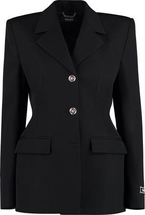 Versace Womens Wool Single-breasted Blazer - Black Nylon - Size EU 38 (Womens)