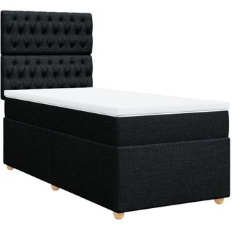 vidaXL Cama Box Spring Con Colch&oacute;n Tela Negro 90x190 Cm Vidaxl