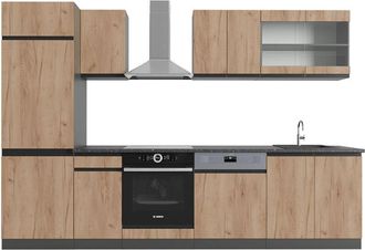 Vicco Cucina componibile R-Line, Quercia dorata/antracite, 300 cm Forma a j