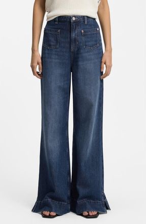 Boss Orange by Hugo Boss Marlene High Waist Wide Leg Flare Jeans in Dark Blue at Nordstrom, Size 31 X 30