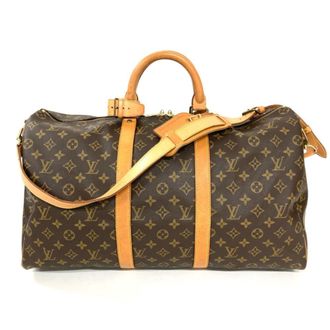 Louis Vuitton Brown Monogram Canvas Leather Boston Bag (Pre-Owned)
