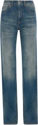Victoria Beckham Julia Stretch Jeans In A Distressed Blue Wash