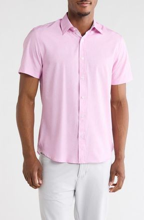 ConStruct Short Sleeve Woven Shirt in Coral Pink at Nordstrom Rack, Size Xx-Large