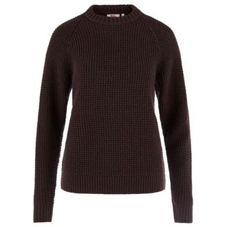 Fj&auml;llr&auml;ven &Ouml;vik Waffle Knit Wollpullover f&uuml;r Damen | schwarz