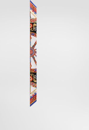 Dolce & Gabbana 6x100 Carretto-print Silk Twill Bandeau - Woman Scarves And Silks Multicolor Onesize