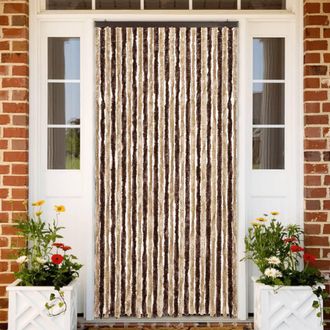 vidaXL Cortina Mosquitera Chenilla Beige Y Marr&oacute;n 118x220 Cm Vidaxl