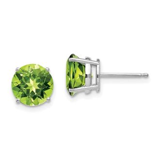 Diamond2Deal 14k White Gold 8mm Peridot Earrings