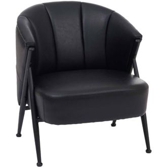 Hhg Poltrona HHG-688, sedia imbottita/da cocktail/da salotto Lounge Chair Vintage Retro Industrial ecopelle, nero