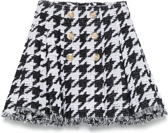 Balmain Tweed A-Line Mini Skirt - Womens - Cotton/Polyamide/Acrylic/PolyesterViscoseCotton