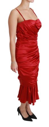 Dolce & Gabbana Womens Red Silk Stretch Mermaid Bodycon Dress Elastane