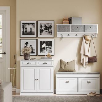 SoBuy Slim Shoe Cabinet - 2 Doors & 2 Drawers Classic in White