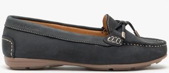 Hush Puppies Womens Hush Puppies MAGGIE Womens Nubuck Loafers Navy - Blue - Size: 7