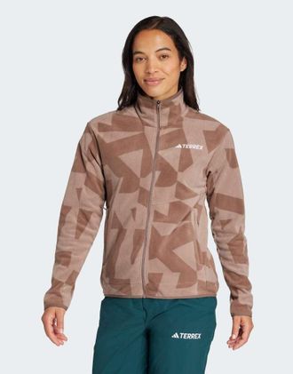 adidas Terrex Multi - Giacca stampata in pile con zip color terra strata / marrone traccia-Verde