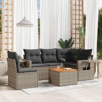 vidaXL Vidaxl - Set De Muebles De Jard&iacute;n 6 Pzas Y Cojines Rat&aacute;n Sint&eacute;tico Gris