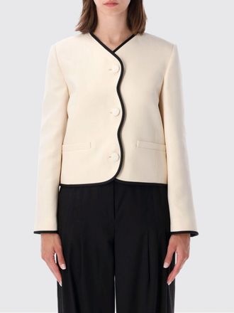 Valentino Garavani Blazer corto monopetto in cr&ecirc;pe couture con profili a contrasto