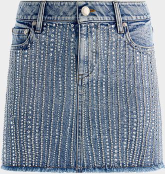Alice & Olivia Kiera Embellished Denim Mini Skirt