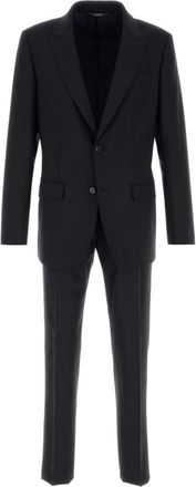 Dolce & Gabbana Blue Solid Peaked Lapel Suit