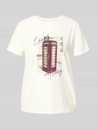 Comma T-Shirt mit Motiv-Print in Weiss, Größe 42