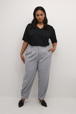 Kaffe Curve Pants Suiting Loose fit Grey Melange