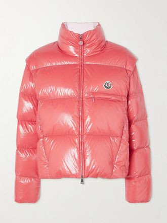 Moncler Piumino Convertibile Trapuntato In Shell Lucido Con Applicazione Almo - Rosa