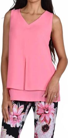 Frank Lyman Design Cresida Chiffon Tank Top In Sorbet/bright Pink