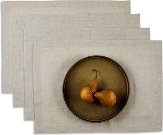 Solino Home Linen Placemats Set of 4, 14 x 19 Inch for Dining Table, Holiday and Everyday Table Decor - Fete in Natural at Nordstrom, Size Medium