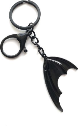 Generic KEYRING - Bat Wing - Black Plated. Split Ring Trigger Clasp. Key Ring. Bat Wing