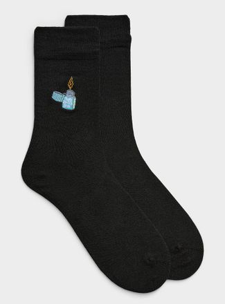 Lindbergh Mens Playful embroidery bamboo socks
