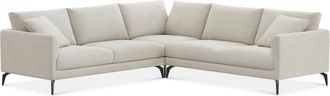 Castlery Lena L-Shaped Sectional Sofa Customized, Cream Twill, Matte Black Legs, Spill Resistant, Removable Covers for Sofas