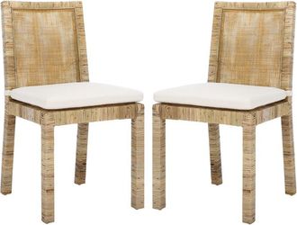 Safavieh Set Of 2 Tojo Cane Dining Chairs With Cushions