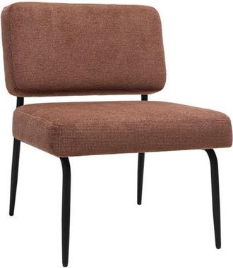 Miliboo Sill&oacute;n En Tejido Efecto Terciopelo Texturizado Tierra Quemada Y Metal Negro Vedana