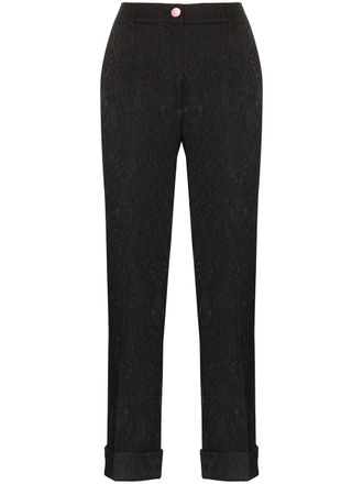 Dolce & Gabbana Broek met bloemenprint - Zwart