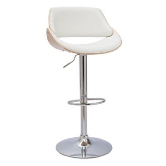 Miliboo Sgabello da bar design regolabile bianco e legno chiaro clash
