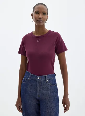 HUGO BOSS Womens Embroidered logo crew-neck T-shirt