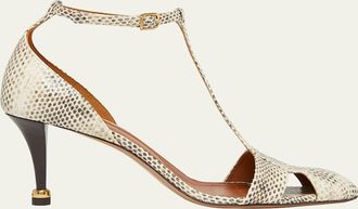 Chlo&eacute; Cleia Embossed Leather Pumps