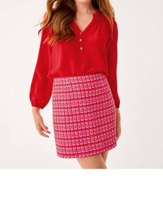 Lilly Pulitzer Kels Mini Skirt In Cranberry Red Fiesta Boucle