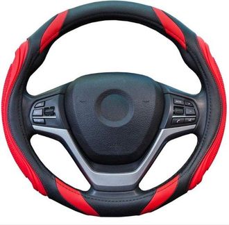 OEM Funda Deportiva Para Volante, Tama&ntilde;o Universal M (37-38 Cm) - Antideslizante Y Transpirable - Funda Para Volante Con Estampado De Leopardo Rojo