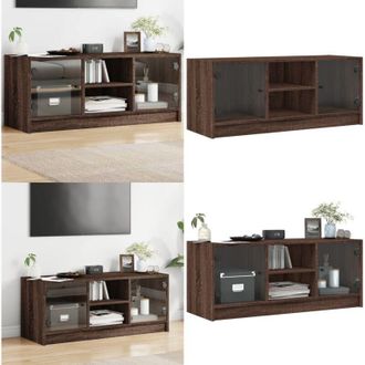 vidaXL Mobile Porta TV con Ante in Vetro Rovere Marrone 102x37x42 cm - Armadio TV - Ante in vetro