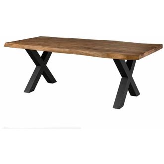 Massivmoebel24 FREEFORM 5 tavolo da pranzo in legno di sheesham - verniciato natur / gambe in ferro X antracite matt 180x90