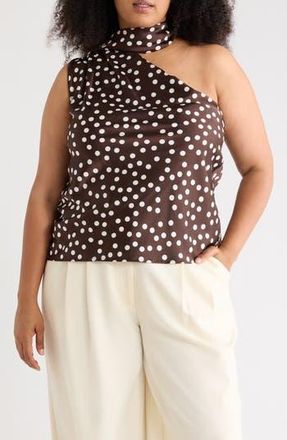 Renee C Scarf Neck One-Shoulder Top in Brown at Nordstrom Rack, Size 1X
