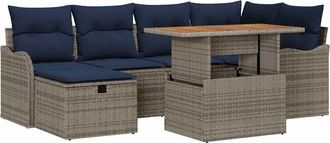 vidaXL Conjunto De Sof&aacute;s De Jard&iacute;n 7 Uds. Gris Rat&aacute;n Sint&eacute;tico Vidaxl
