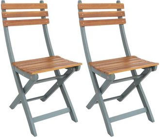 Sweeek Set of 2 folding acacia garden chairs Khaki Green 40x103.5x12 cm - Calena
