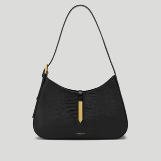 DeMellier The Tokyo in Black Lizard-Effect Leather Shoulder bag