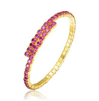 Rachel Glauber Colored Cubic Zirconia Bypass Tennis Bracelet