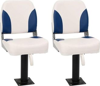 vidaXL Vidaxl - Asientos Plegables De Barco 4 Uds Azul Y Blanco 41x36x48 Cm