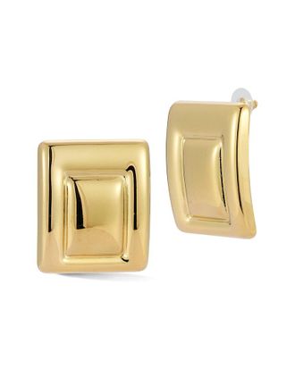 Glaze Jewelry Plated Stainless Steel Sculpted Square Drop Earrings