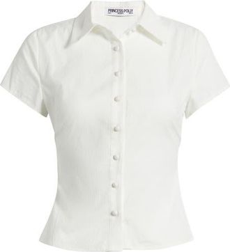 Princess Polly Lift Off Button-Up Shirt in White at Nordstrom, Size 12
