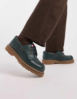 Tommy Jeans Archive - Scarpe da barca in vera pelle verdi-Verde