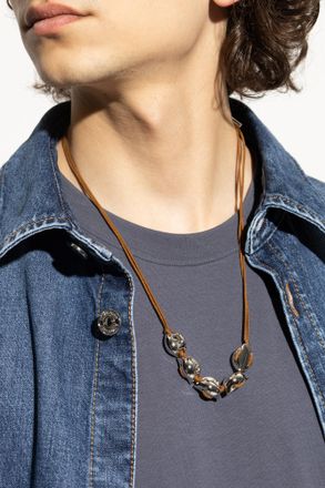 Fendi Necklace With Brass Ornaments, Mens, Brown